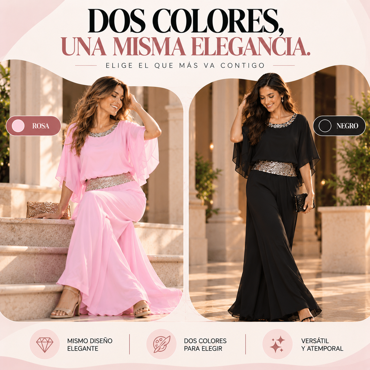 Conjunto elegante de dos piezas con lentejuelas