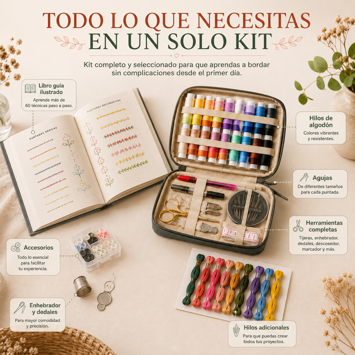 Libro + Kit completo de Bordado