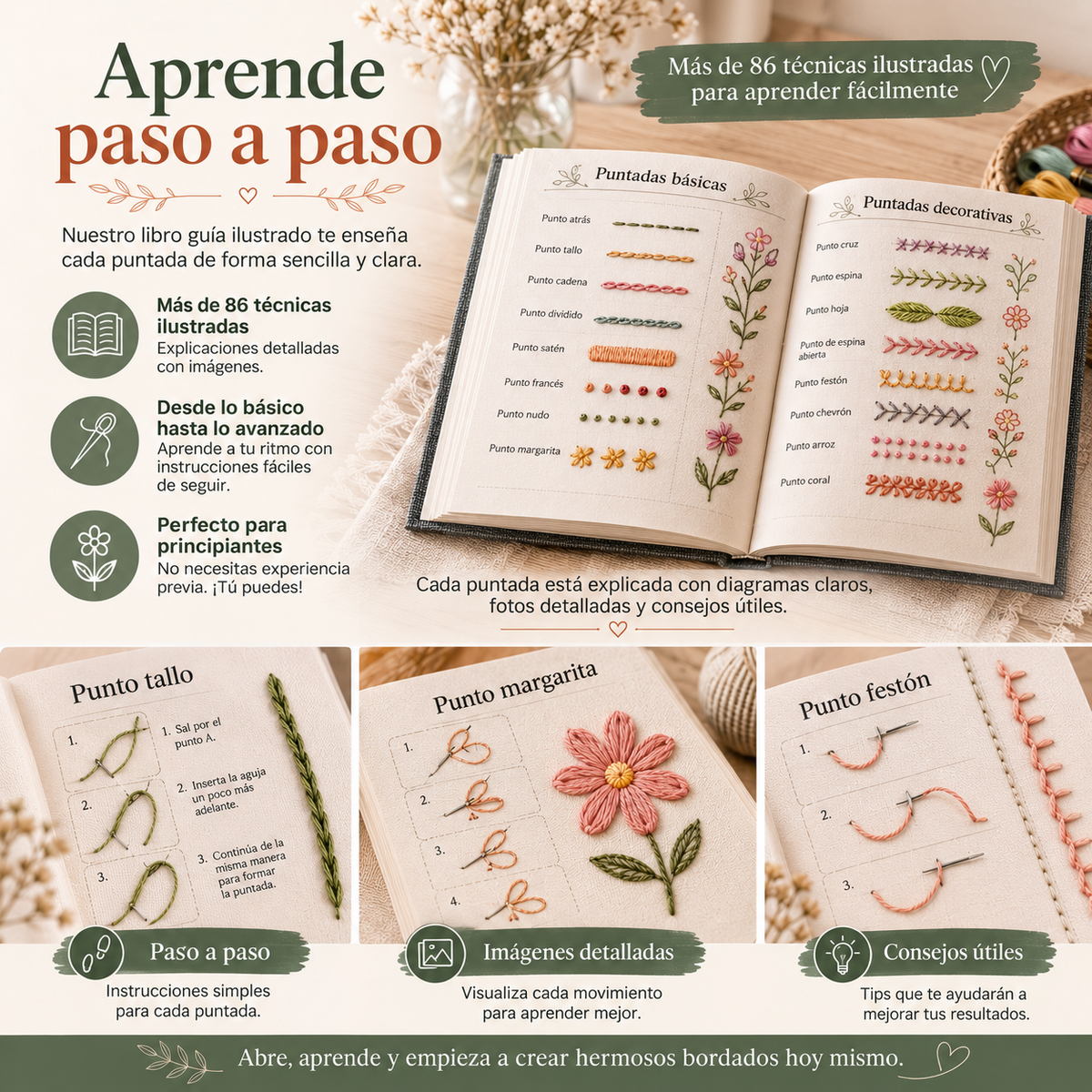 Libro + Kit completo de Bordado