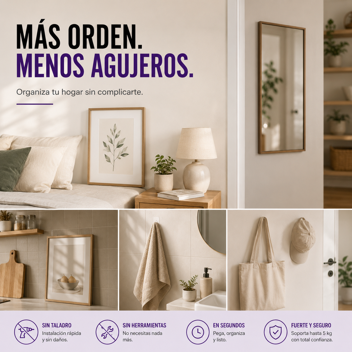Pack x10 Tornillos Adhesivos para Pared