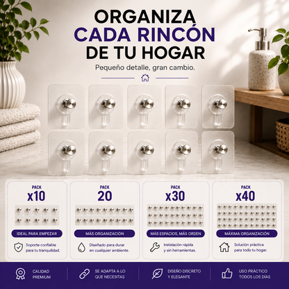 Pack x10 Tornillos Adhesivos para Pared