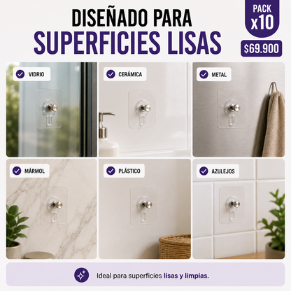 Pack x10 Tornillos Adhesivos para Pared